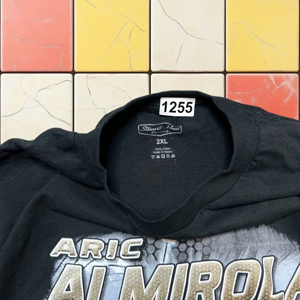 VTG Nascar Racing Long sleeve Shirt Y2K Men 2XL Black‎ Aric Almirola Mustang Tee